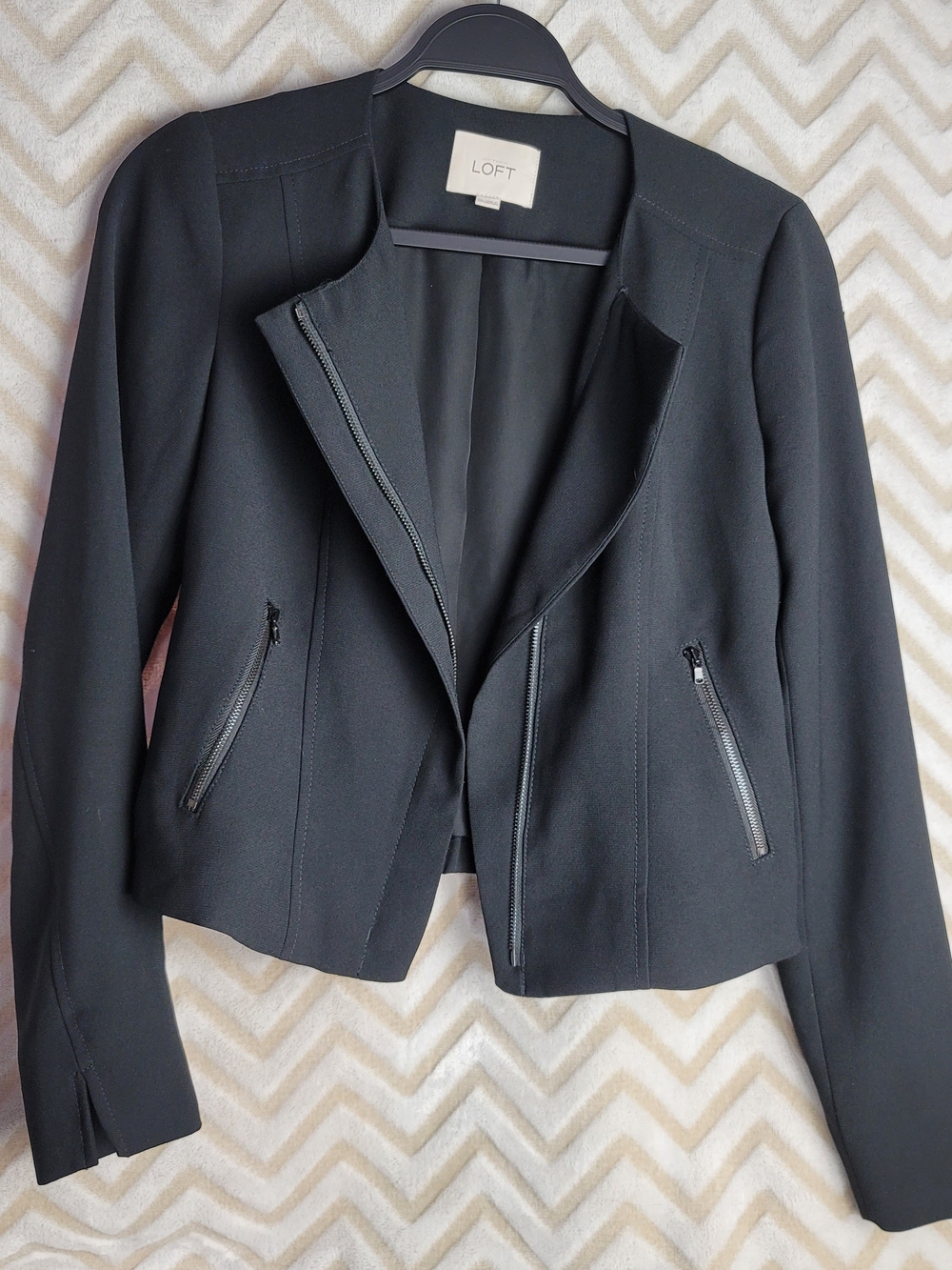 LOFT Women's Black Zip-Front Blazer Jacket